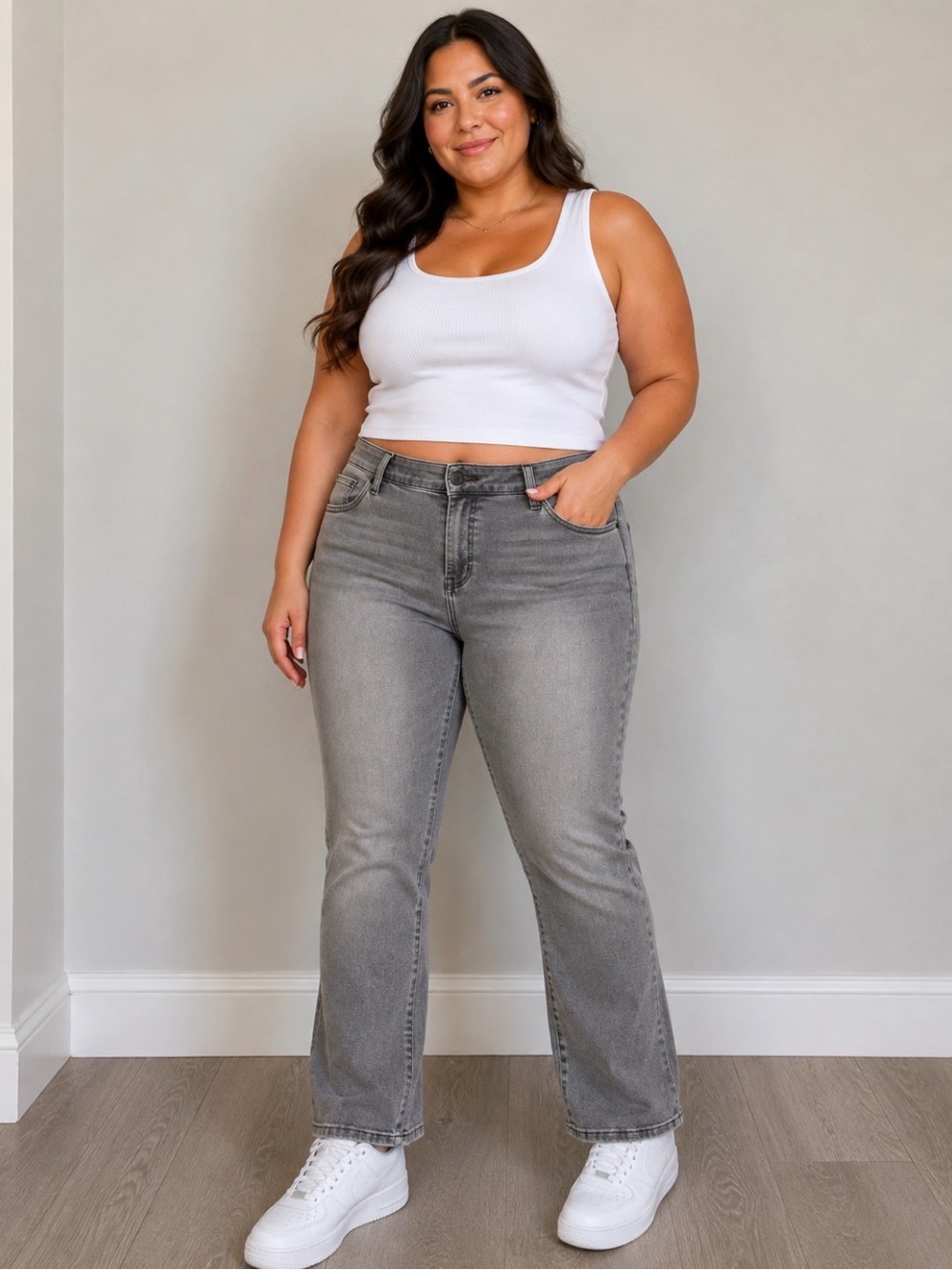 Lane Bryant Mid-Gray Straight Leg Jeans
